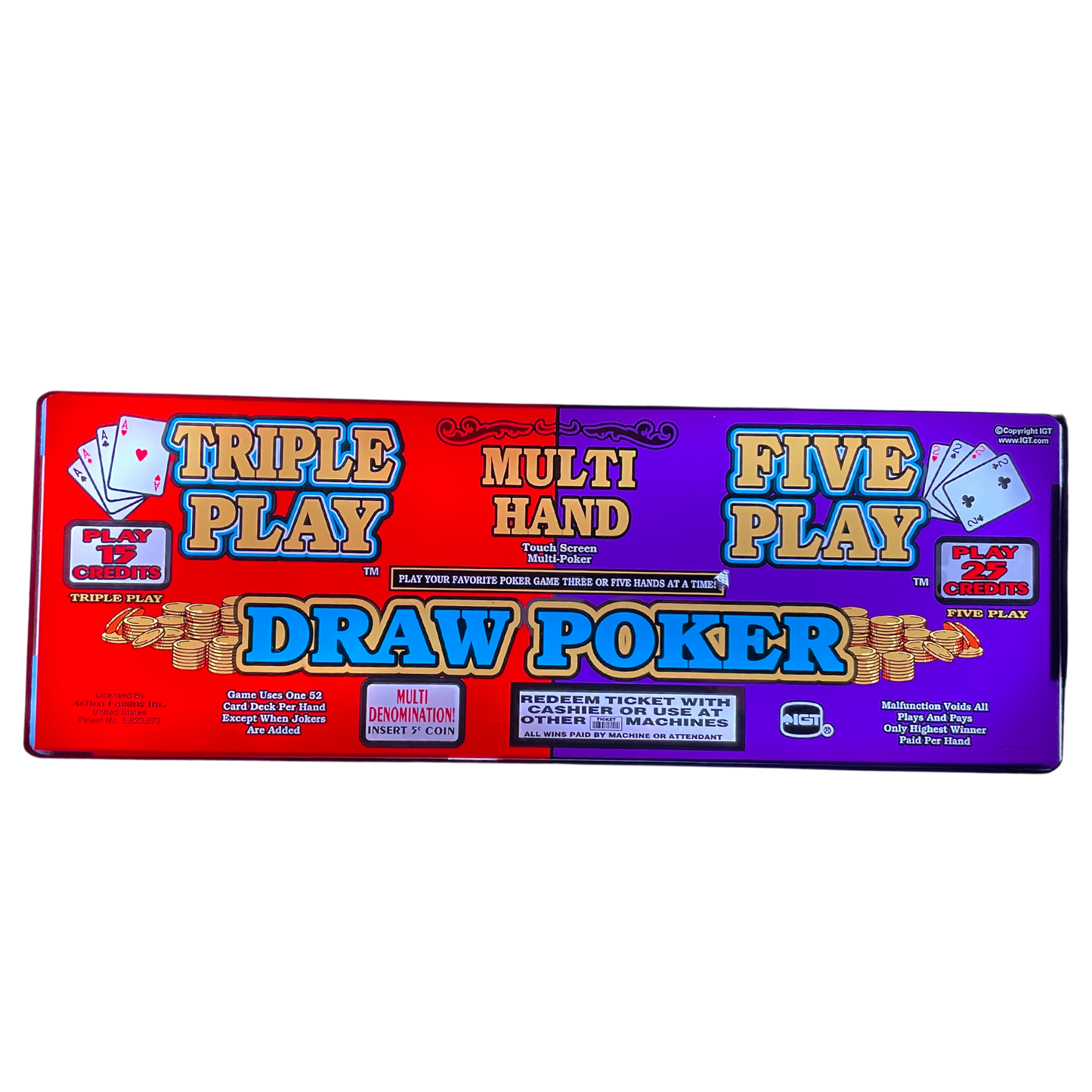 Multi Hand Draw Poker Slot Glass