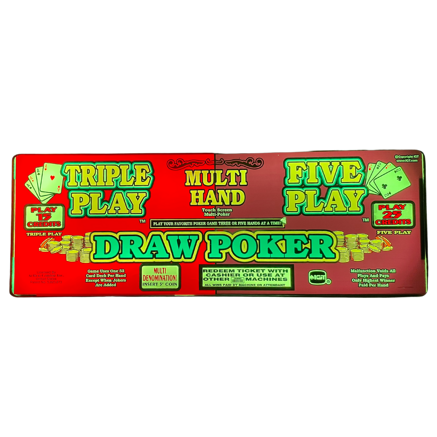 Multi Hand Draw Poker Slot Glass