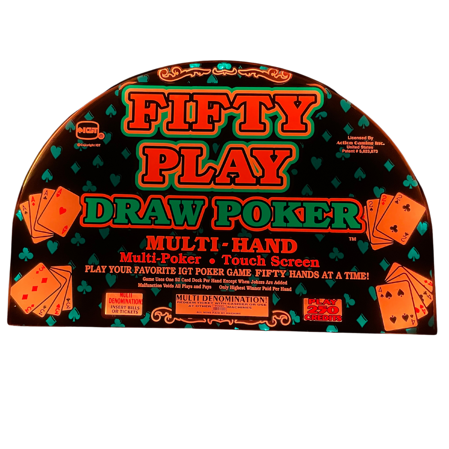 Fifty Play Draw Poker Slot Glass