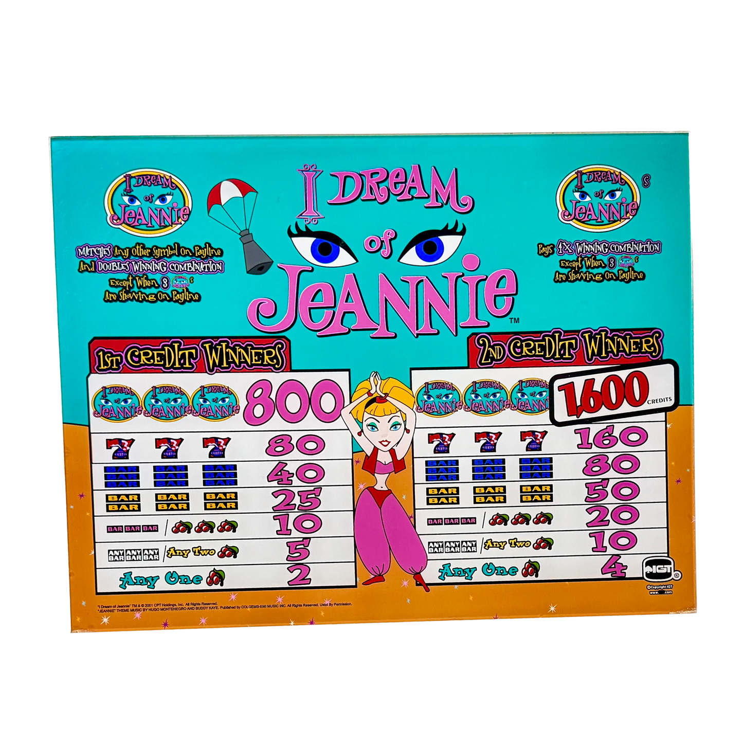 I Dream Of Jeannie Jumbo Slot Glass