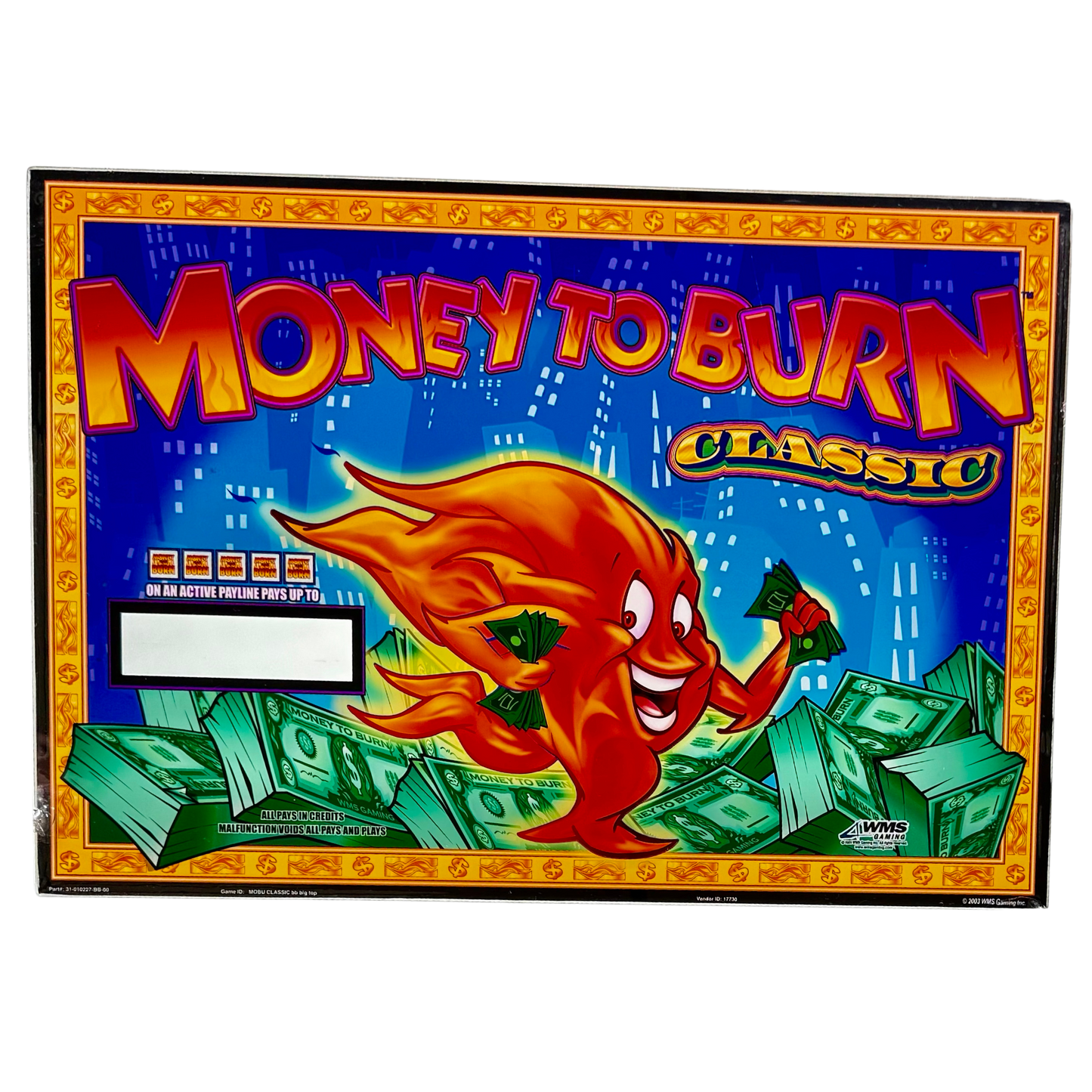 Money To Burn Classic Jumbo Slot Glass