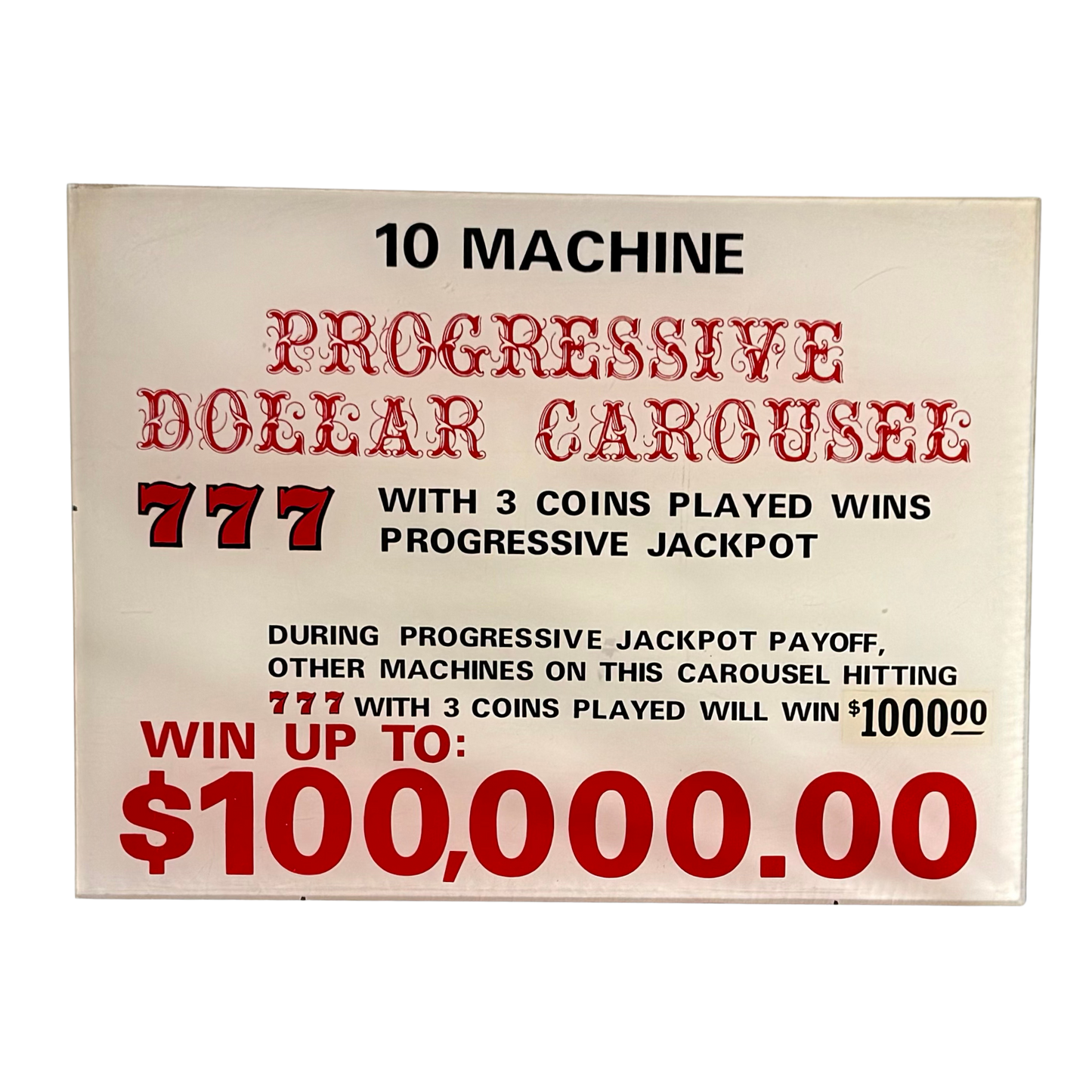 Progressive Dollar Carousel Slot Retro Acrylic