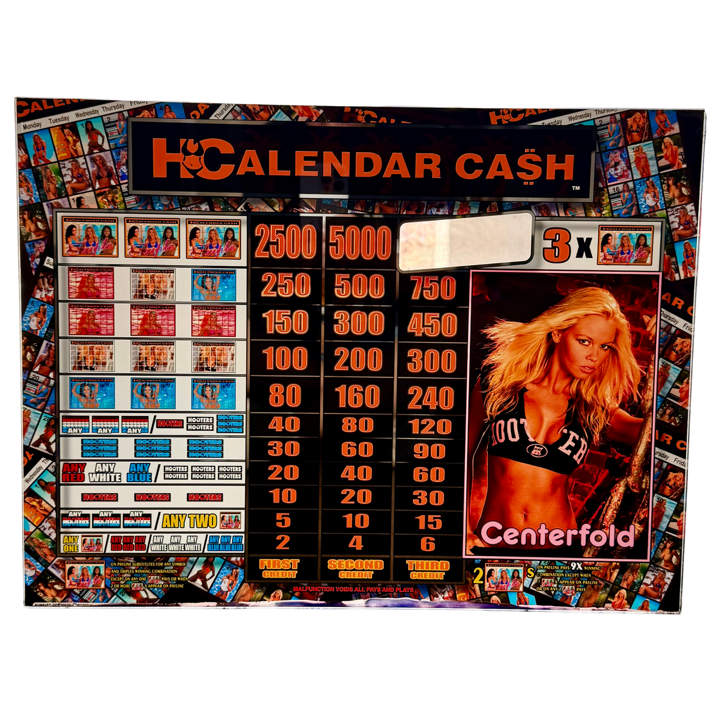 Hooters Calendar Cash Jumbo Slot Glass