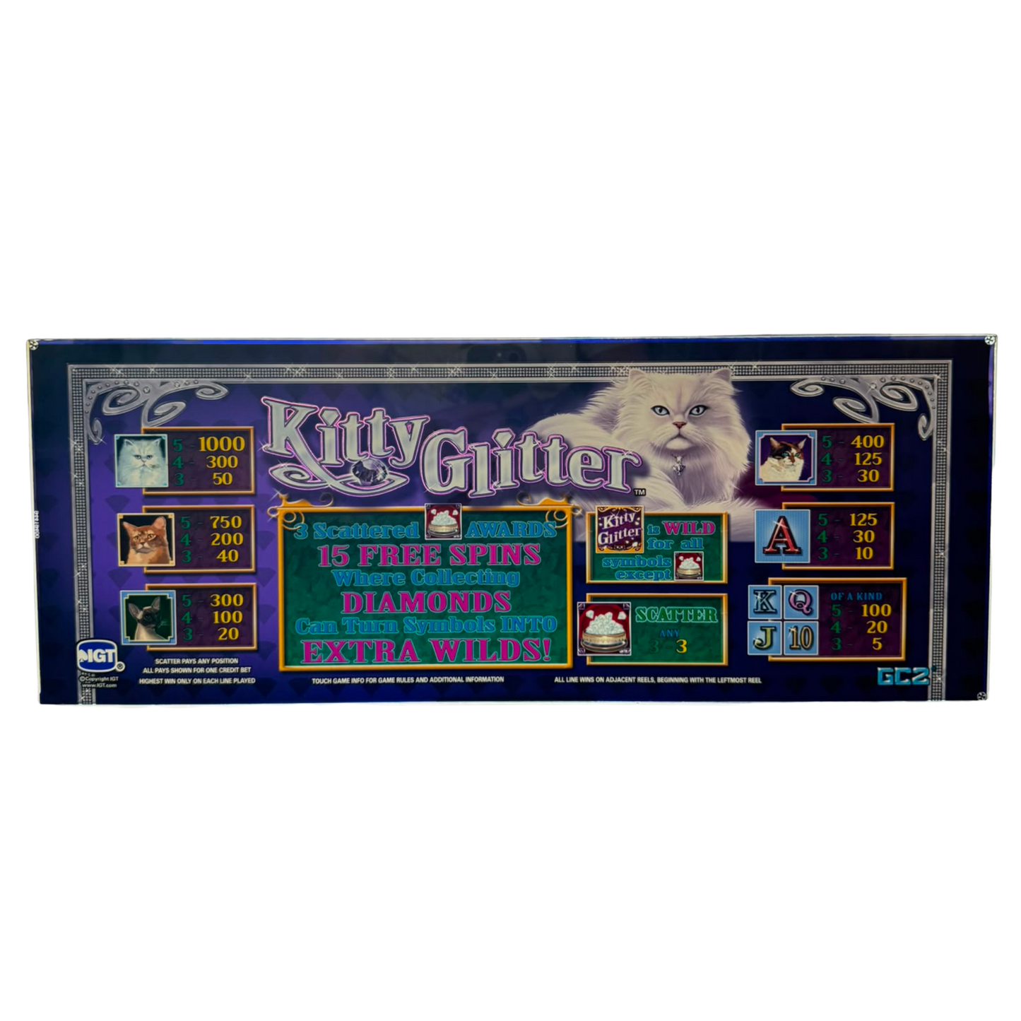 Kitty Glitter Paytable Slot Glass