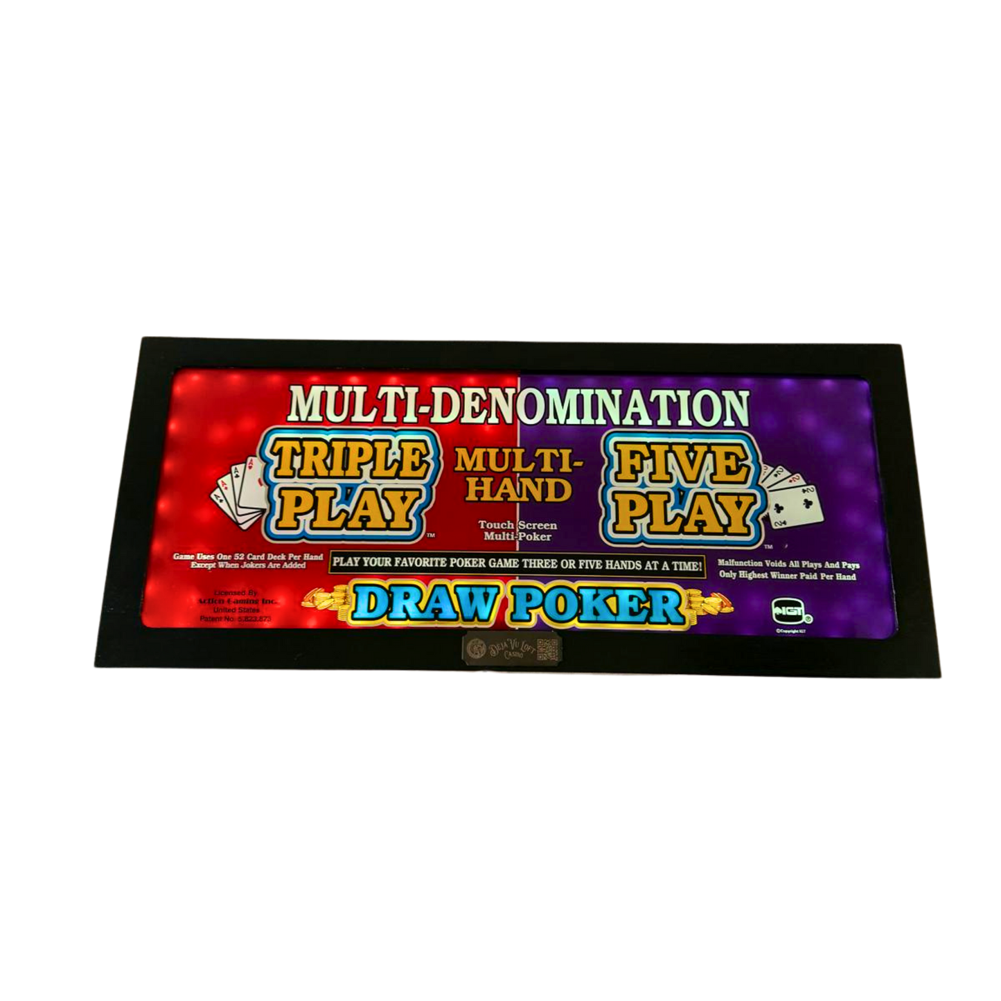 Triple Play Five Play Draw Poker Slot Glass