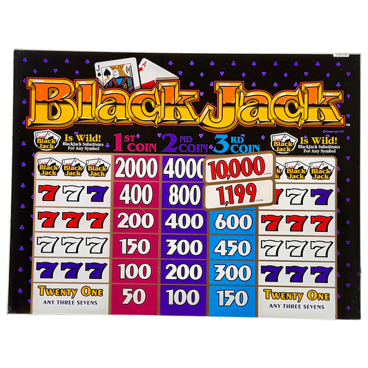 Blackjack Paytable Jumbo Slot Glass