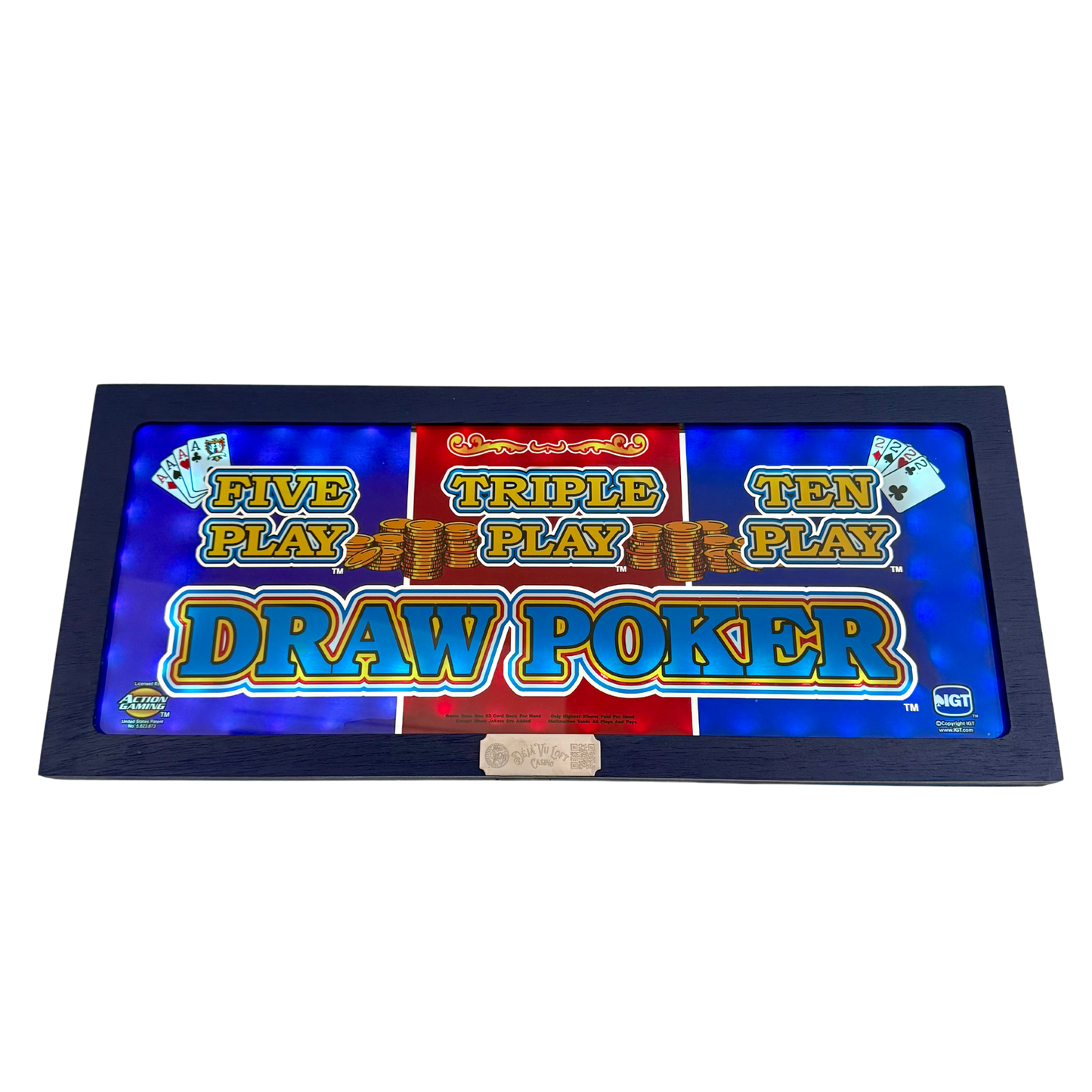 Five Triple Ten Play Draw Poker Slot Glass