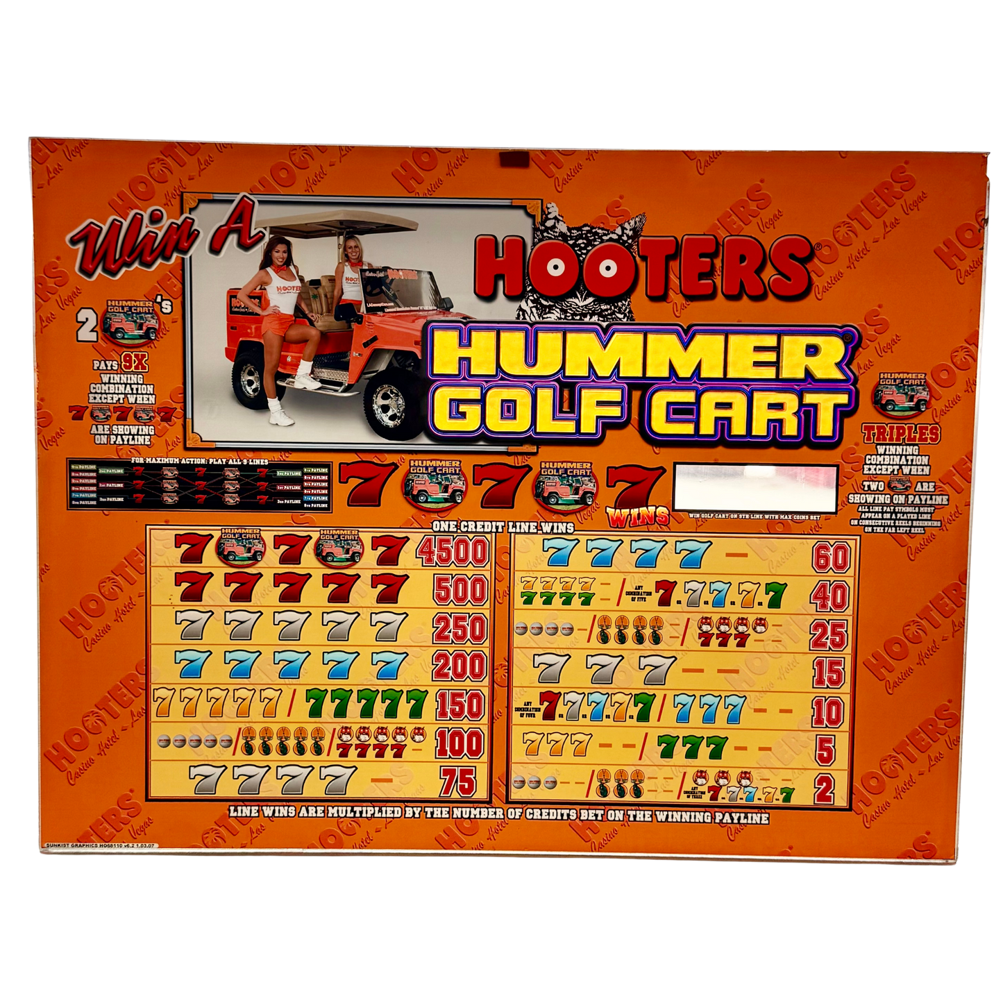 Hooters Hummer Golf Cart Jumbo Slot Glass