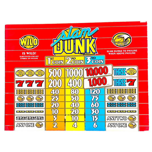 Slam Dunk Paytable Jumbo Slot Glass