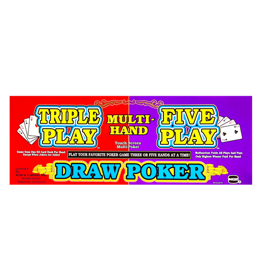 Triple Play Five Play Draw Poker Slot Glass