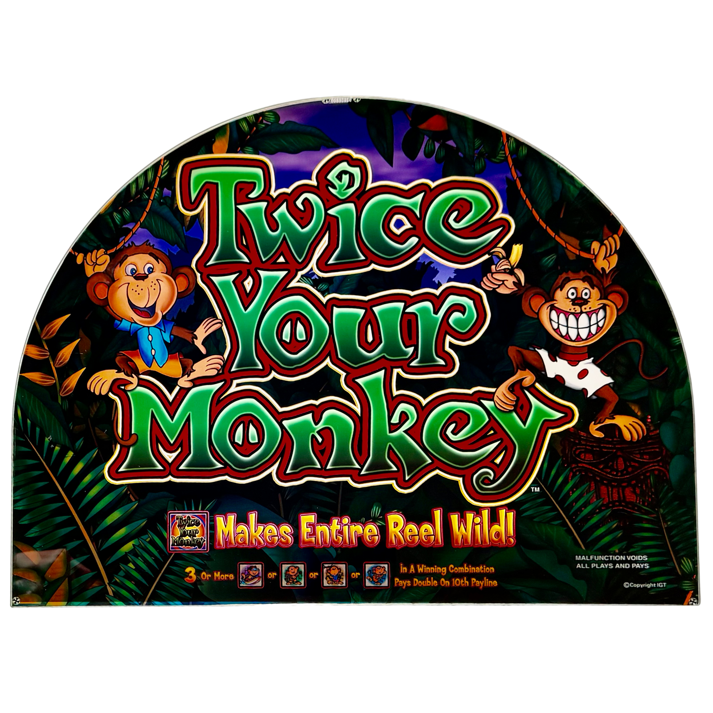 Twice Your Monkey Jumbo Slot Glass